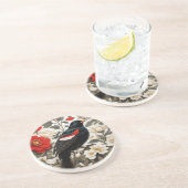 Eleganter Rotschwingenstärling Rot und Creme Blume Getränkeuntersetzer (Seite)