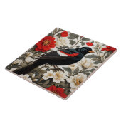 Eleganter Rotschwingenstärling Rot und cremefarben Fliese (Seite)