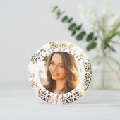 Eleganter Round Border Foto Abschluss Einladung (Stehend Vorderseite)