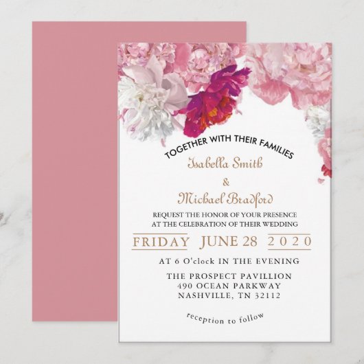 Eleganter Roush Einladung (Vorne/Hinten)