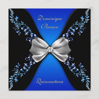 Eleganter Royal Blue Black Diamond Bow Einladung
