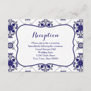 Eleganter Royal Blue Medallion Pattern Empfang Einladung