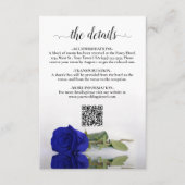 Eleganter Royal Blue Rose Wedding Details QR Code Begleitkarte (Vorderseite)