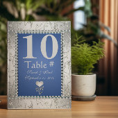 Eleganter Royal Blue und Silver Table No. Einladung