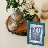 Eleganter Royal Blue und Silver Table No. Einladung