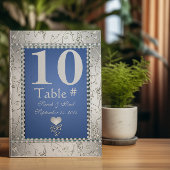 Eleganter Royal Blue und Silver Table No. Einladung