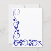 Eleganter Royal Blue Wirbel Empfang Einladung (Rückseite)