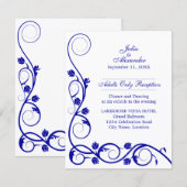 Eleganter Royal Blue Wirbel Empfang Einladung (Vorne/Hinten)