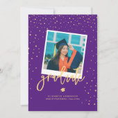 Eleganter Royal Lila Graduate Foto Abschluss Ankündigung (Vorderseite)