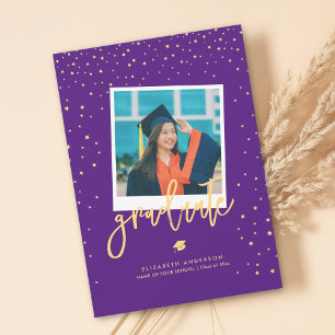 Eleganter Royal Lila Graduate Foto Abschluss Ankündigung