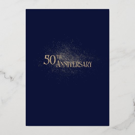 Eleganter Royal Navy Gold Glamour Glitzer Foil Folieneinladung (Rückseite)