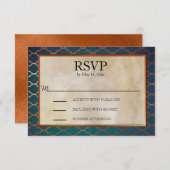 Eleganter RSVP für Aquamarine Hochzeiten und Kupfe (Vorne/Hinten)