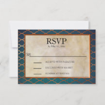 Eleganter RSVP für Aquamarine Hochzeiten und Kupfe