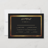 Eleganter RSVP für Black & Gold-Hochzeit (Vorderseite)