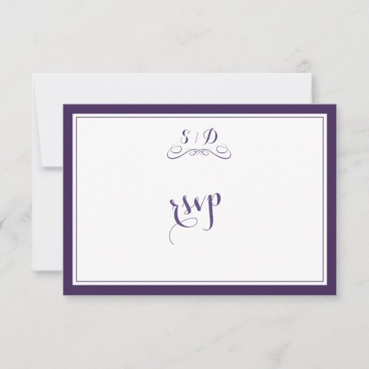 Eleganter RSVP für Lila und weiße Hochzeiten (Vorderseite)