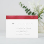 Eleganter RSVP für Red & Gold Weihnachten (Stehend Vorderseite)