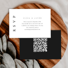 Eleganter RSVP für Schwarz-Weiß-Hochzeit mit QR-Co