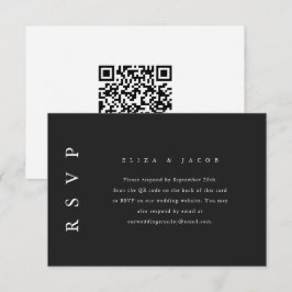 Eleganter RSVP für Schwarz-Weiß-Hochzeit mit QR-Co Karte