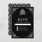 Eleganter RSVP für Schwarz-Weiß-Hochzeiten (Vorne/Hinten)