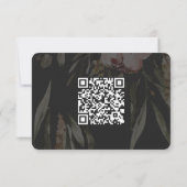 Eleganter RSVP mit QR-Code für Black Floral Weddin Karte (Rückseite)