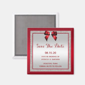 Eleganter Ruby Red & Silver Glitzer Save the Date Magnet (Vorderseite/Rückseite)