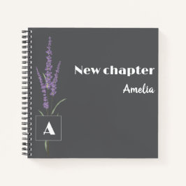Eleganter Ruhestand mit Monogramm Name grau Notizblock