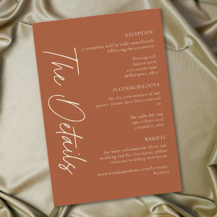 Eleganter Rust Terrakotta Minimalistische Hochzeit Begleitkarte
