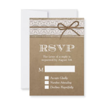 Eleganter Rustic Burlap String Bow Wedding RSVP