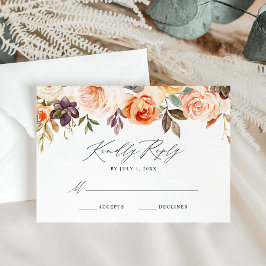 Eleganter Rustic Fall Floral Wedding RSVP Karte
