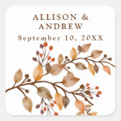 Eleganter Rustic Fall Foliage Wedding Sticker (Vorderseite)