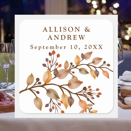 Eleganter Rustic Fall Foliage Wedding Sticker