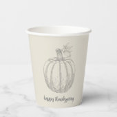 Eleganter Rustic Pumpkin Erntedank Paper Cup Pappbecher (Rückseite)
