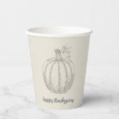Eleganter Rustic Pumpkin Erntedank Paper Cup Pappbecher (Vorderseite)
