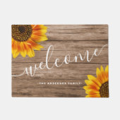 Eleganter, rustikal brauner Holzdruck Sonnenblumen Fußmatte (Vorderseite)