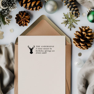 Eleganter Rustikal-Hirsch Frohe Weihnachten Famili Permastempel
