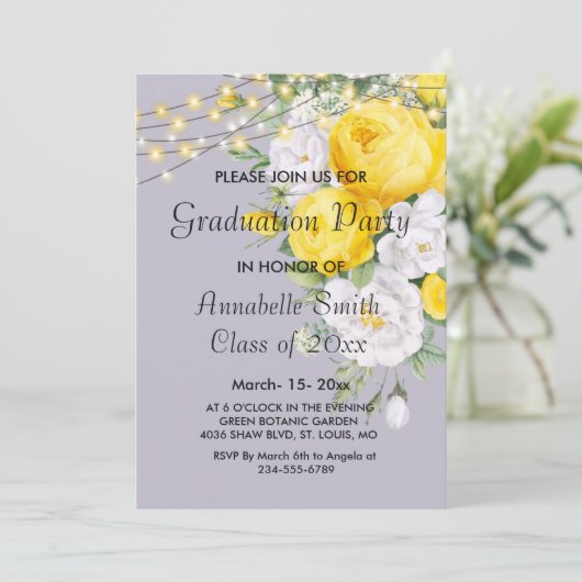 Eleganter rustikaler Abschluss Einladung (Stehend Vorderseite)