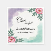 Eleganter Rustikaler Aquarell Floral Boho 1. Gebur Serviette (Vorderseite)