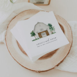 Eleganter Rustikaler Barn Wedding Cocktail Napkins Serviette