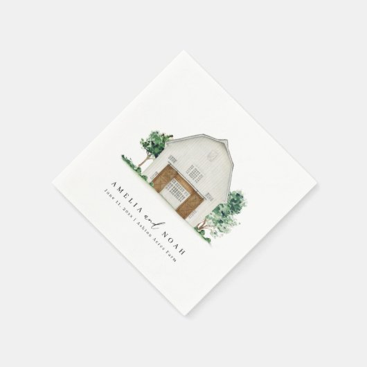 Eleganter Rustikaler Barn Wedding Cocktail Napkins Serviette (Ecke)