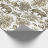 Eleganter, rustikaler Beige-Wald-Tiere Toile Geschenkpapier (Ecke)