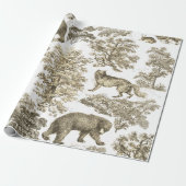 Eleganter, rustikaler Beige-Wald-Tiere Toile Geschenkpapier (Ungerollt)