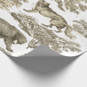 Eleganter, rustikaler Beige-Wald-Tiere Toile Geschenkpapier (Ecke)