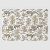 Eleganter, rustikaler Beige-Wald-Tiere Toile Seidenpapier (Vorderseite)