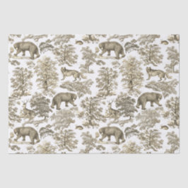 Eleganter, rustikaler Beige-Wald-Tiere Toile Seidenpapier