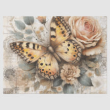 Eleganter Rustikaler Blumen-Schmetterling Vintage-