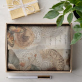 Eleganter Rustikaler Blumen- & Schrift-Vintage-Dec Seidenpapier (Geschenk)