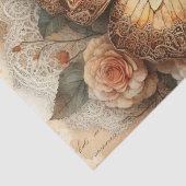 Eleganter Rustikaler Blumen- & Schrift-Vintage-Dec Seidenpapier (Detail)