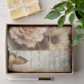 Eleganter Rustikaler Blumen- & Spitzen-Vintage-Dec Seidenpapier (Geschenk)
