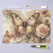 Eleganter Rustikaler Blumen- & Spitzen-Vintage-Dec Seidenpapier (Handwerk)