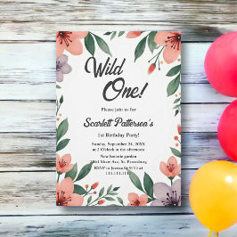 Eleganter Rustikaler Blumengarten Sommer 1. Geburt Einladung